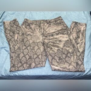 Guess Snake Print Straight Leg Jeans - Brown and Cream